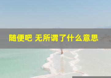 随便吧 无所谓了什么意思